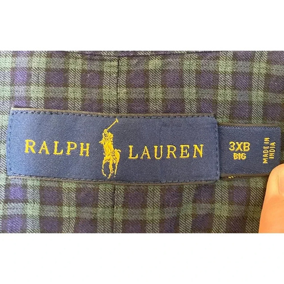 Ralph Lauren Blue Label Mens Check Plaid 2 Set Shirts Size 3XB BIG Gray SP EXC - Picture 7 of 12